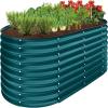 imageBest Choice Products 4x2x2ft Outdoor Metal Raised Garden Bed Oval Deep Root Planter Box for Vegetables Flowers Herbs and Succulents w 101 Gallon Capacity Rubber Edge Guard  CharcoalPeacock Blue