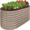 imageBest Choice Products 4x2x2ft Outdoor Metal Raised Garden Bed Oval Deep Root Planter Box for Vegetables Flowers Herbs and Succulents w 101 Gallon Capacity Rubber Edge Guard  CharcoalTaupe