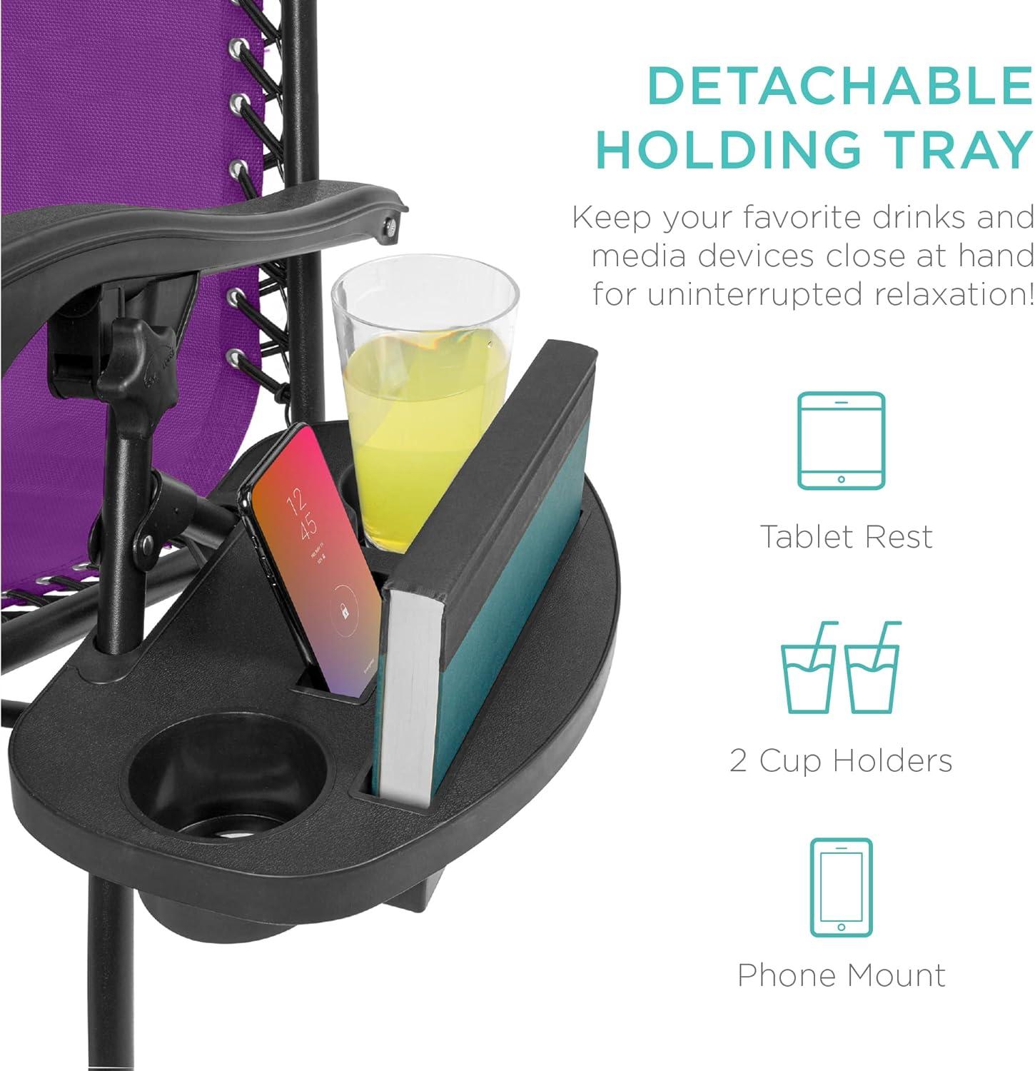 imageBest Choice Products Set of 2 Adjustable Steel Mesh Zero Gravity Lounge Chair Recliners wPillows and Cup Holder Trays  Sage GreenAmethyst Purple