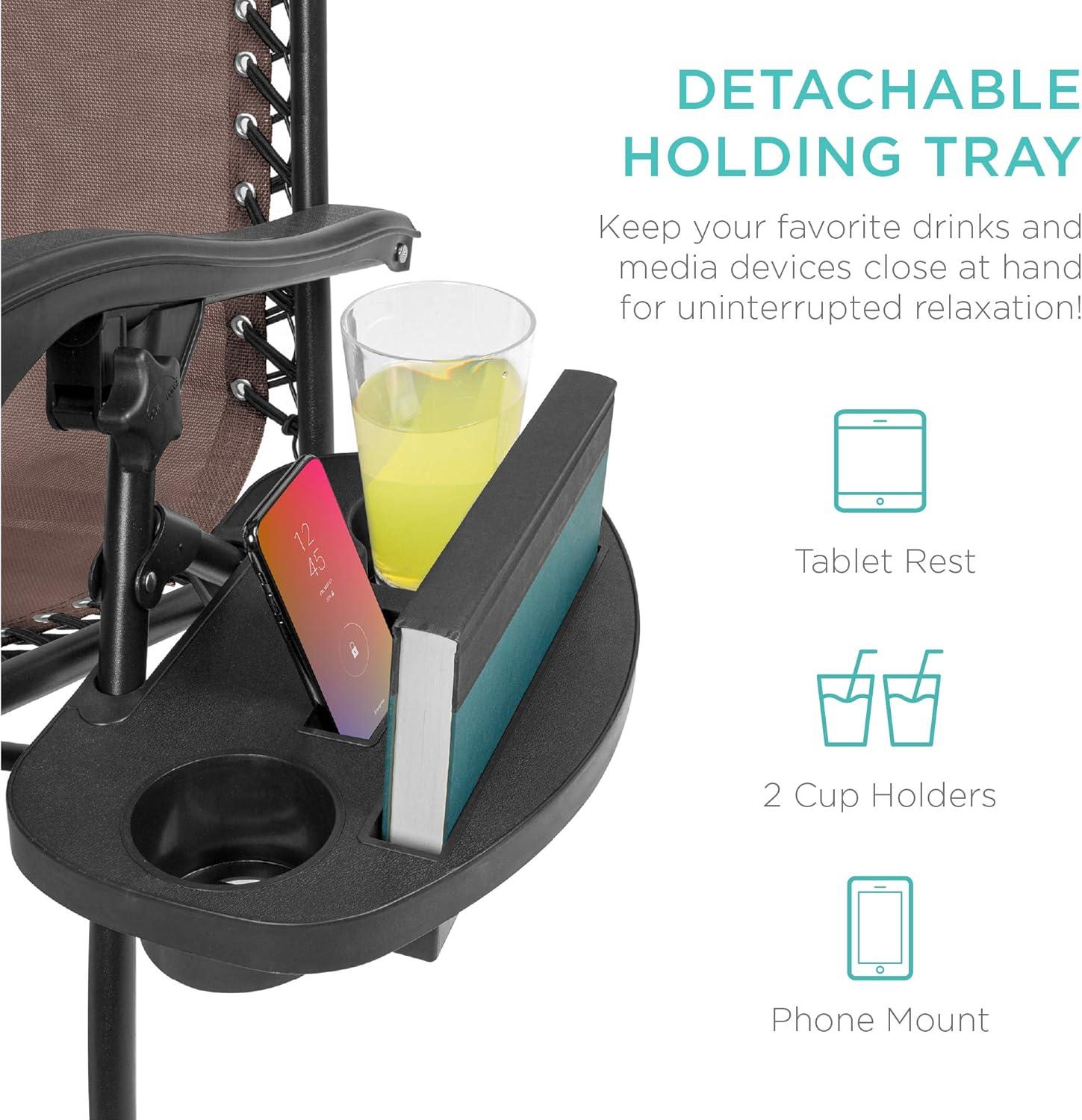 imageBest Choice Products Set of 2 Adjustable Steel Mesh Zero Gravity Lounge Chair Recliners wPillows and Cup Holder Trays  Sage GreenBrown