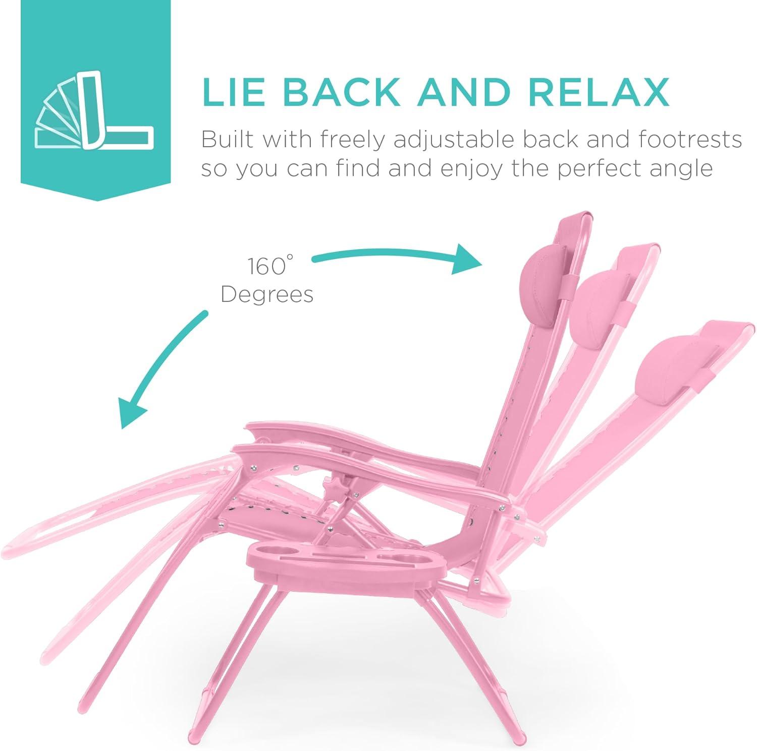 imageBest Choice Products Set of 2 Adjustable Steel Mesh Zero Gravity Lounge Chair Recliners wPillows and Cup Holder Trays  Sage GreenCarnation