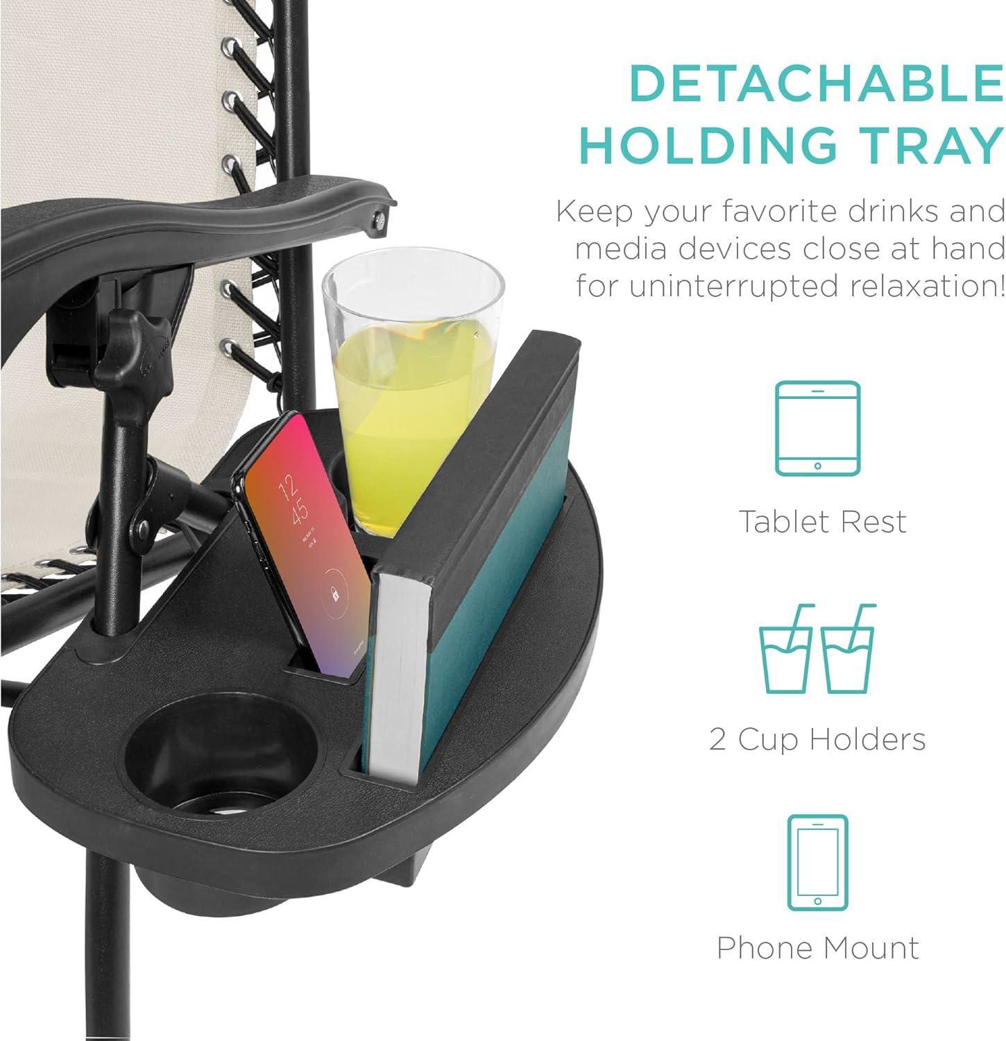 imageBest Choice Products Set of 2 Adjustable Steel Mesh Zero Gravity Lounge Chair Recliners wPillows and Cup Holder Trays  Sage GreenIvory