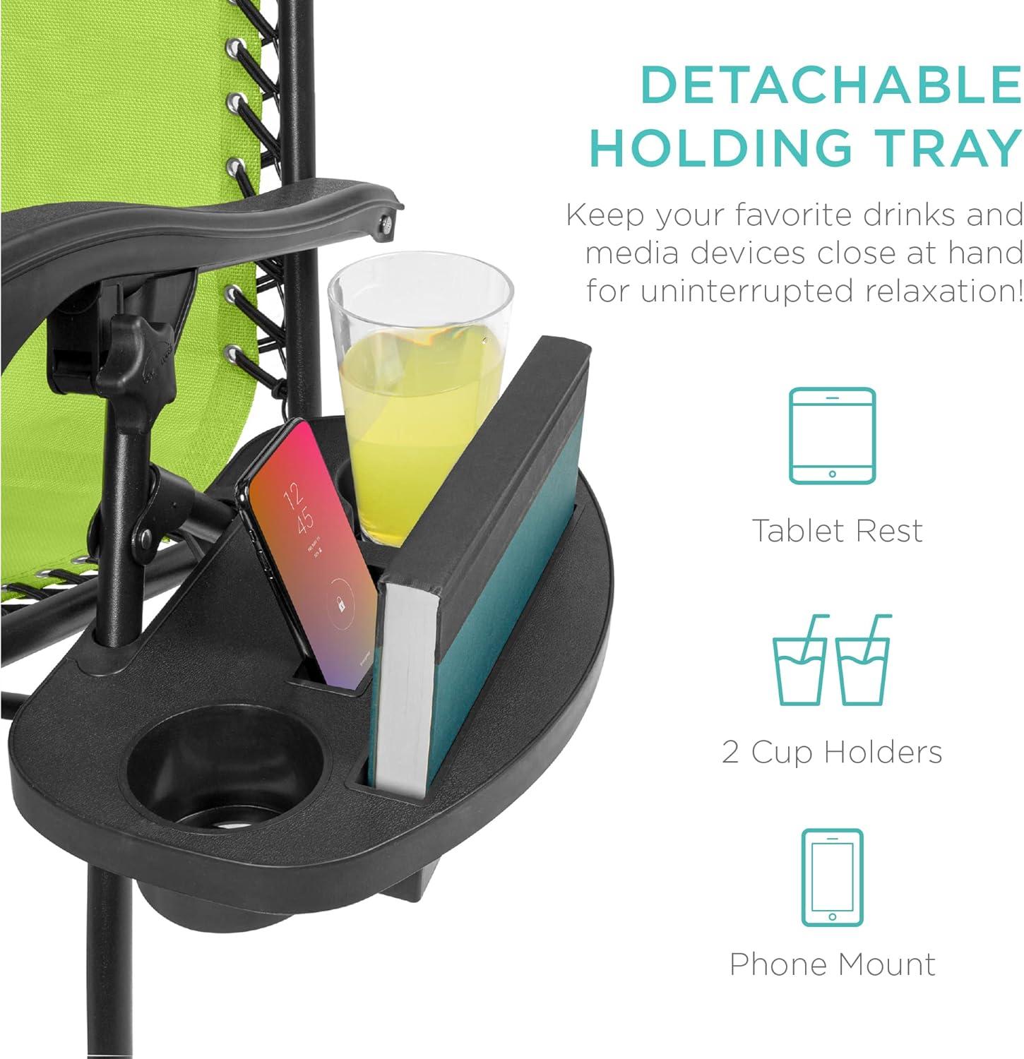 imageBest Choice Products Set of 2 Adjustable Steel Mesh Zero Gravity Lounge Chair Recliners wPillows and Cup Holder Trays  Sage GreenLime Green