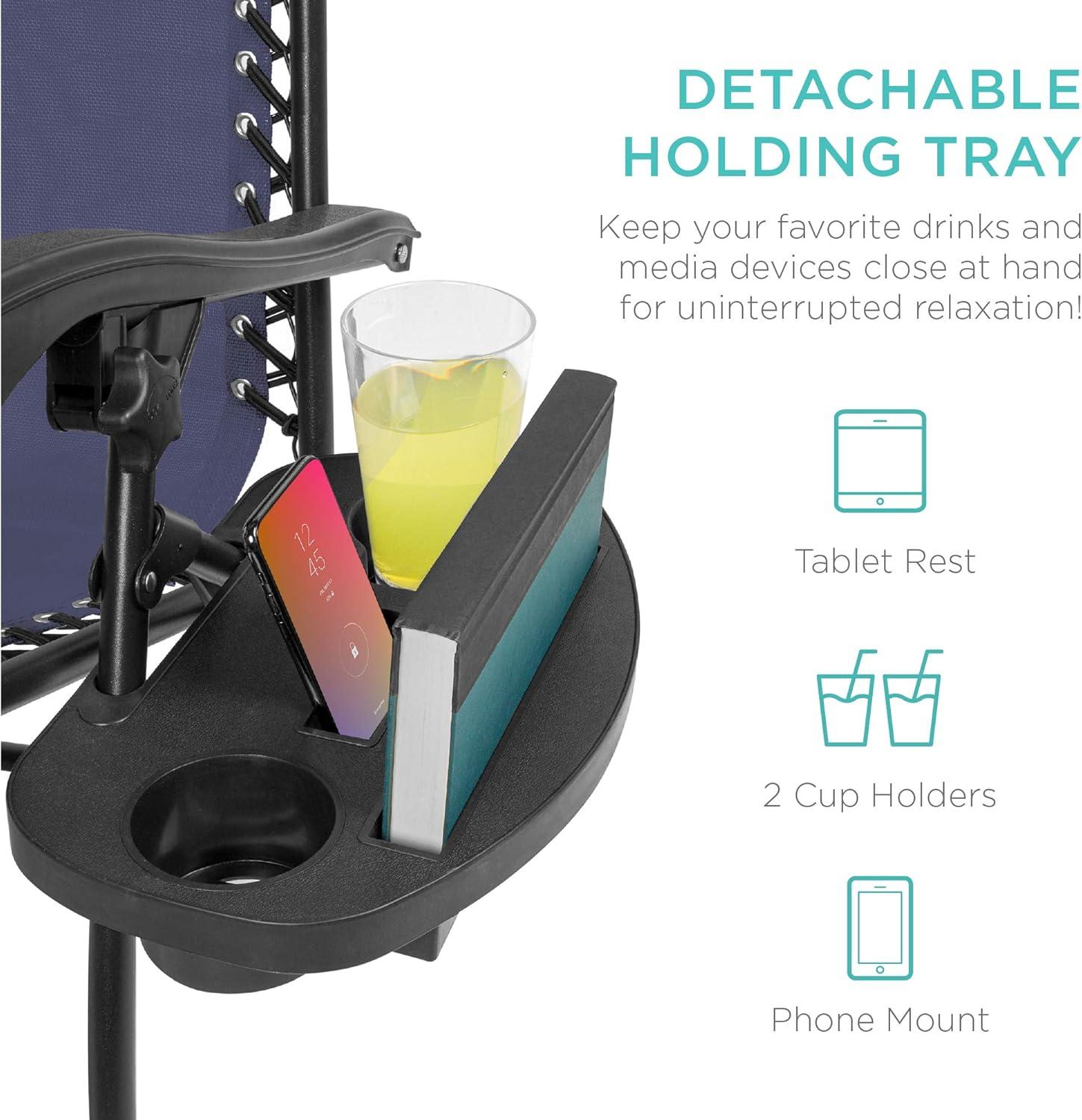 imageBest Choice Products Set of 2 Adjustable Steel Mesh Zero Gravity Lounge Chair Recliners wPillows and Cup Holder Trays  Sage GreenNavy Blue