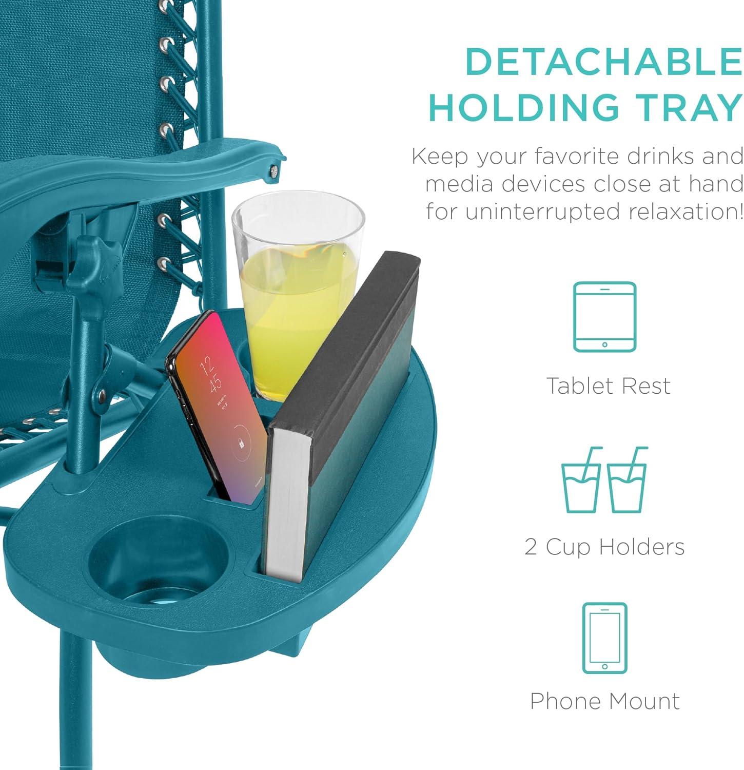 imageBest Choice Products Set of 2 Adjustable Steel Mesh Zero Gravity Lounge Chair Recliners wPillows and Cup Holder Trays  Sage GreenPeacock