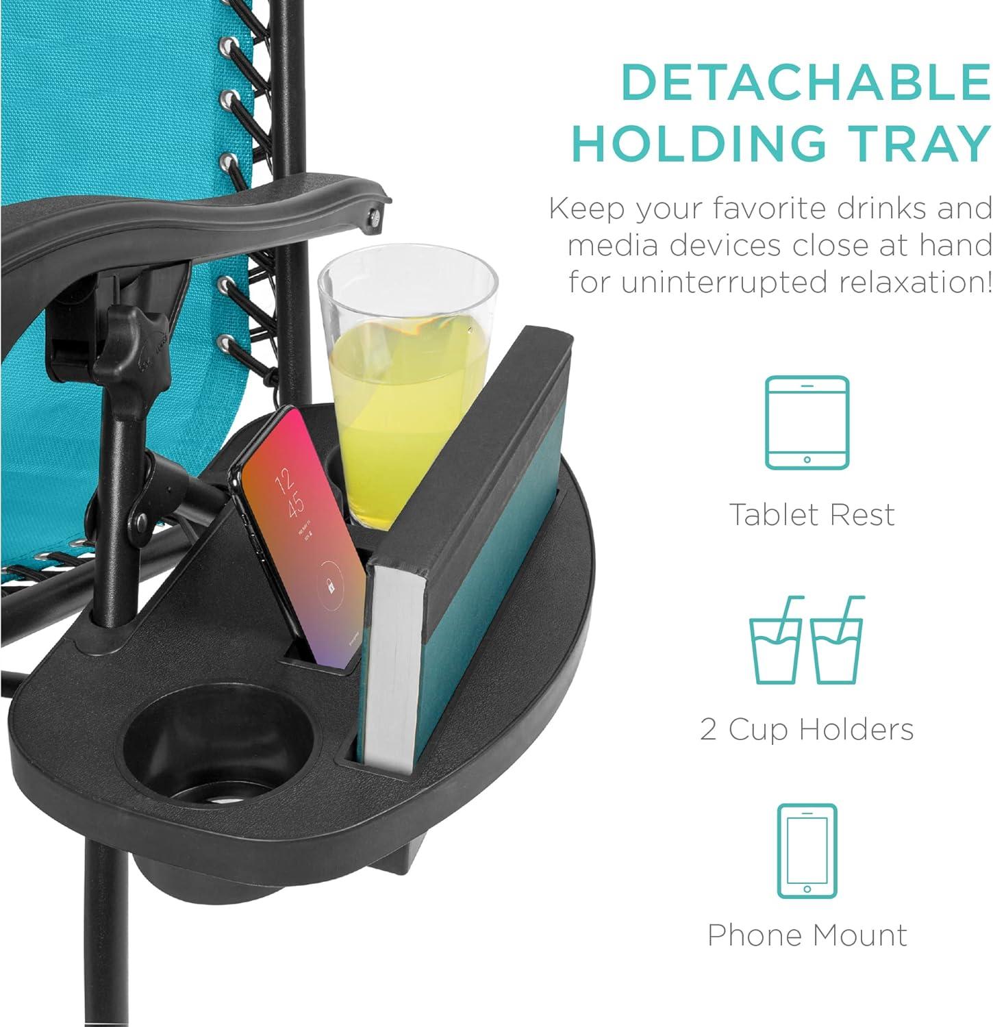 imageBest Choice Products Set of 2 Adjustable Steel Mesh Zero Gravity Lounge Chair Recliners wPillows and Cup Holder Trays  Sage GreenPeacock Blue