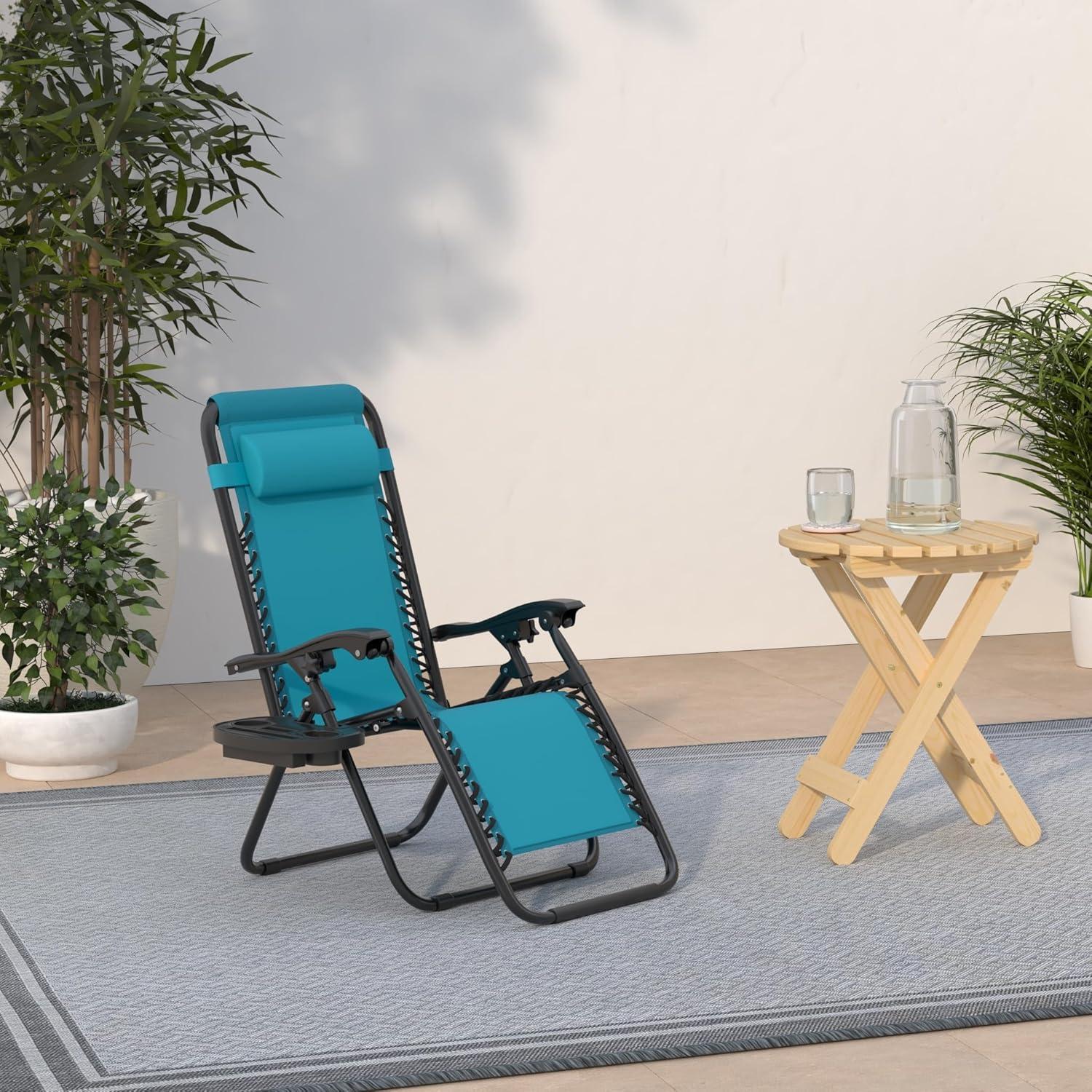 imageBest Choice Products Set of 2 Adjustable Steel Mesh Zero Gravity Lounge Chair Recliners wPillows and Cup Holder Trays  Sage GreenPeacock Blue