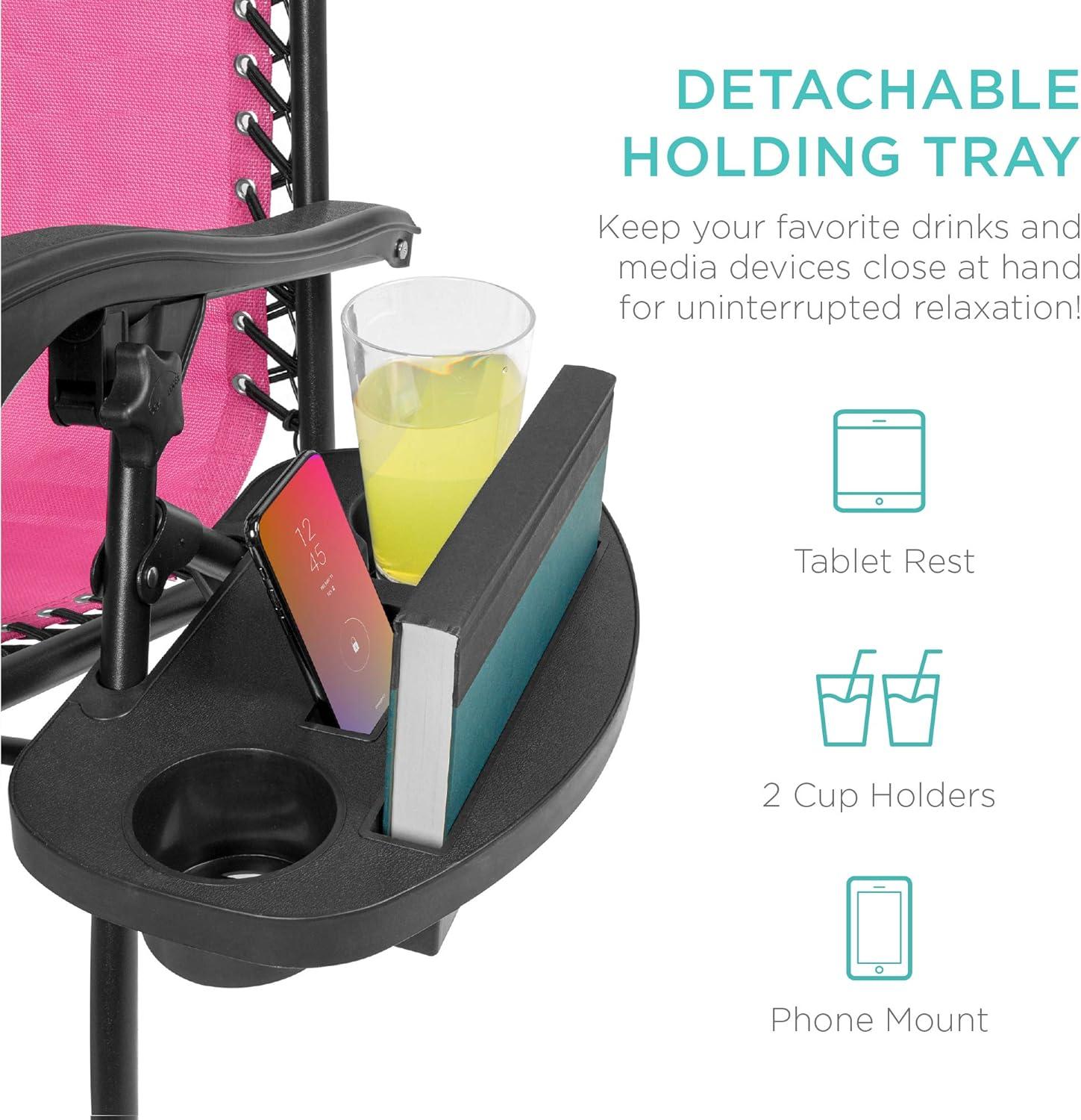 imageBest Choice Products Set of 2 Adjustable Steel Mesh Zero Gravity Lounge Chair Recliners wPillows and Cup Holder Trays  Sage GreenPink
