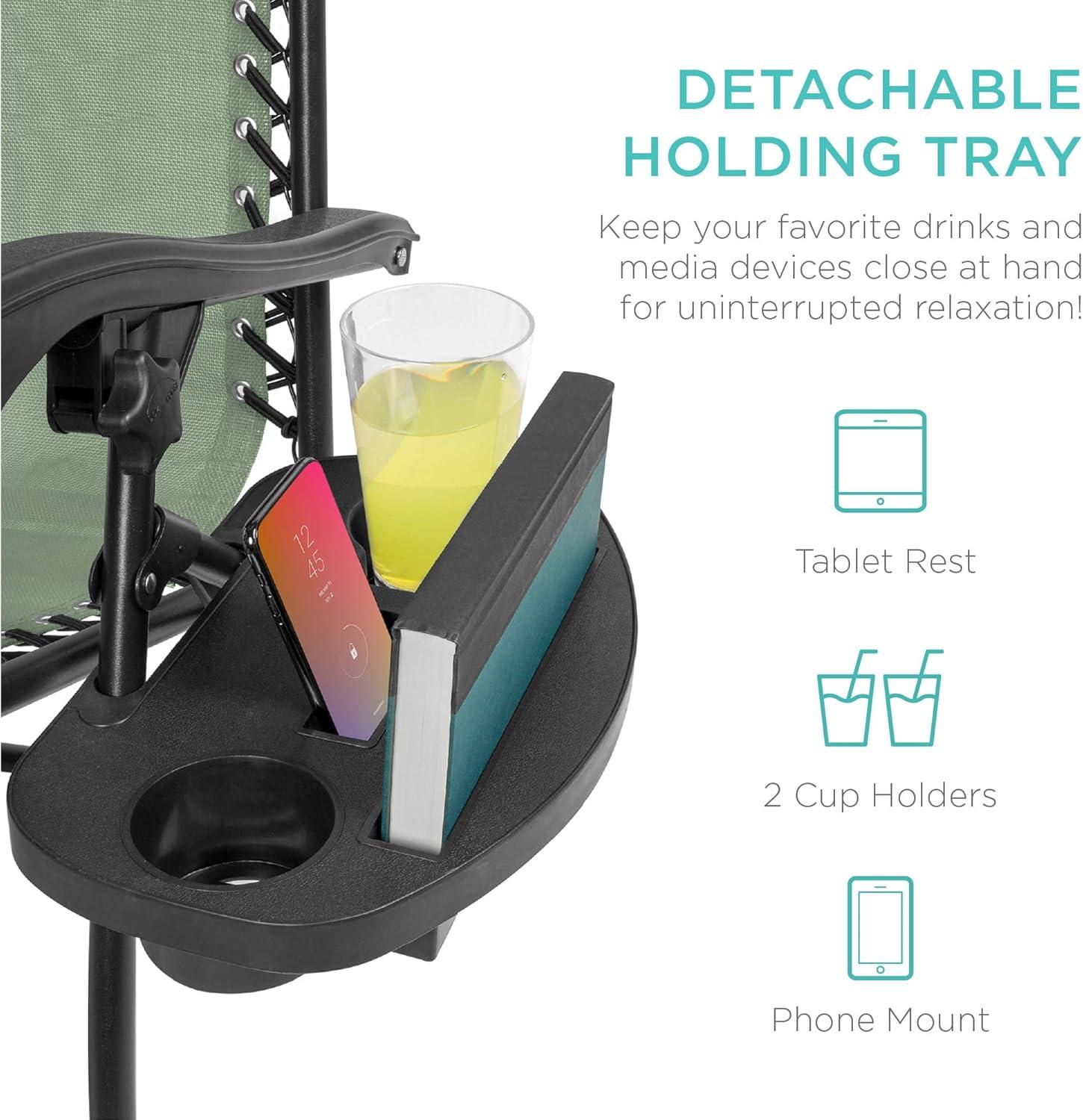 imageBest Choice Products Set of 2 Adjustable Steel Mesh Zero Gravity Lounge Chair Recliners wPillows and Cup Holder Trays  Sage GreenSage Green