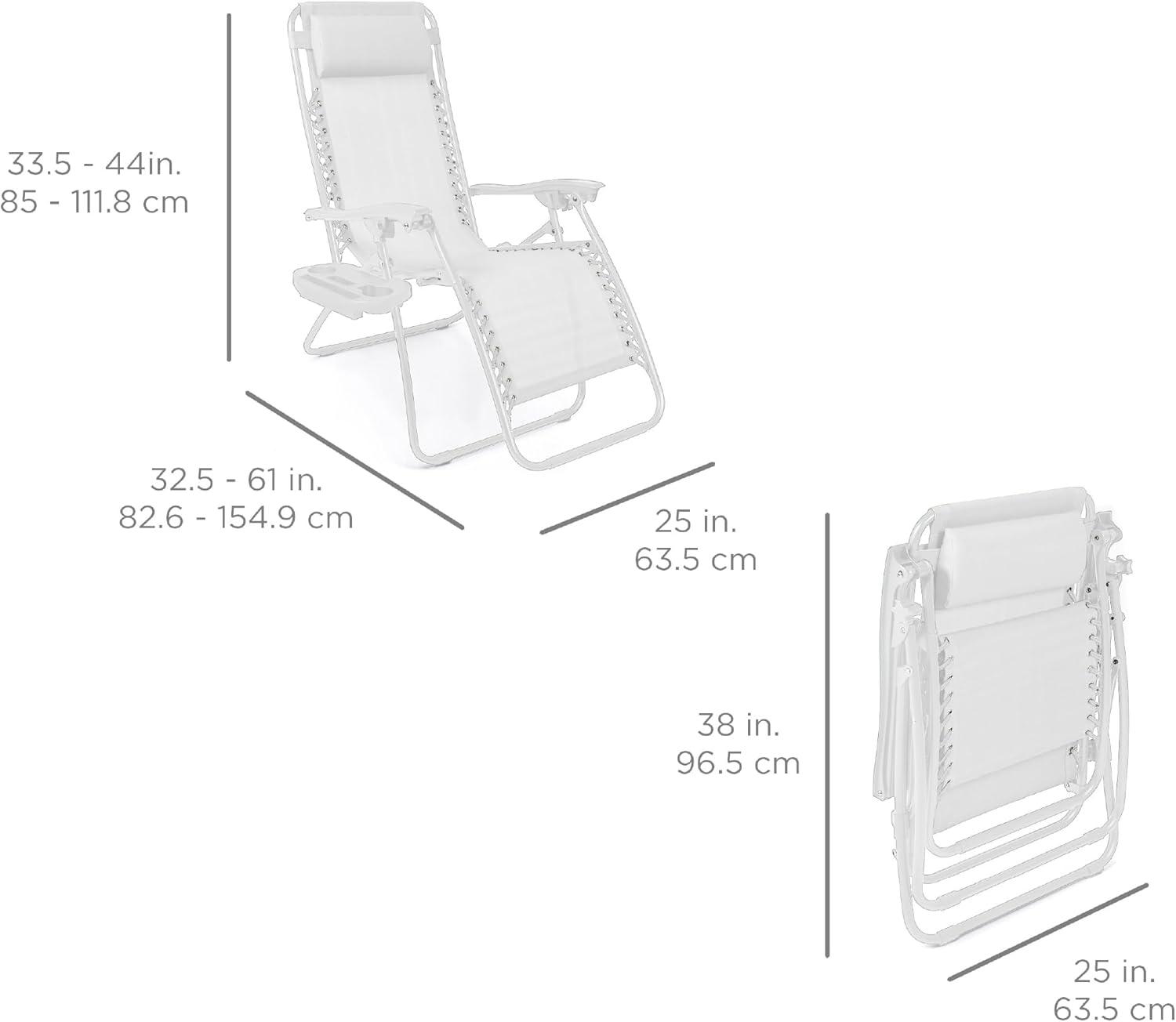 imageBest Choice Products Set of 2 Adjustable Steel Mesh Zero Gravity Lounge Chair Recliners wPillows and Cup Holder Trays  Sage GreenSnow