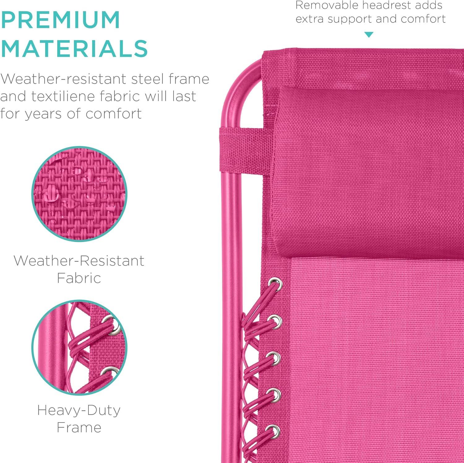 imageBest Choice Products Set of 2 Adjustable Steel Mesh Zero Gravity Lounge Chair Recliners wPillows and Cup Holder Trays  Sage GreenUltimate Pink