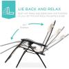 imageBest Choice Products Set of 2 Adjustable Steel Mesh Zero Gravity Lounge Chair Recliners wPillows and Cup Holder Trays  Sage GreenTan Striped