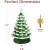 imageBest Choice Products 15in Ceramic Christmas Tree Prelit HandPainted Tabletop Holiday Tree 2 Star Toppers 64 Lights  White wWarm White BulbsFrosted W Multicolored Lights