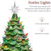 imageBest Choice Products 15in Ceramic Christmas Tree Prelit HandPainted Tabletop Holiday Tree 2 Star Toppers 64 Lights  White wWarm White BulbsGreen W Multicolored Lights