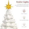 imageBest Choice Products 15in Ceramic Christmas Tree Prelit HandPainted Tabletop Holiday Tree 2 Star Toppers 64 Lights  White wWarm White BulbsWhite W Warm White Lights