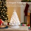 imageBest Choice Products 15in Ceramic Christmas Tree Prelit HandPainted Tabletop Holiday Tree 2 Star Toppers 64 Lights  White wWarm White BulbsWhite W Warm White Lights