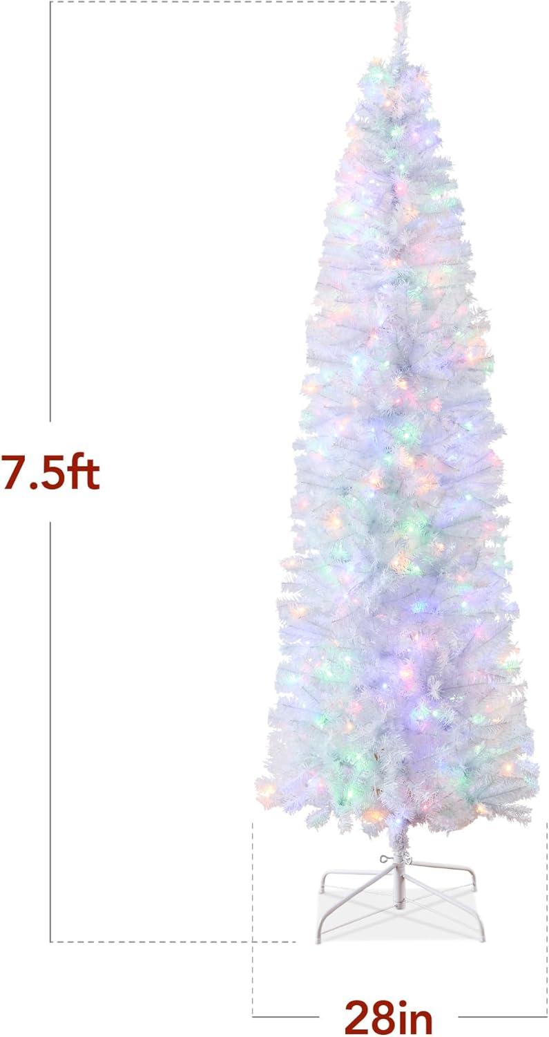 imageBest Choice Products 6ft PreLit Black Pencil Christmas Tree Slim Artificial Skinny Holiday Tree for Home Office Party Decoration w 608 Tips 250 Incandescent Lights Metal BaseWhite W 2in1 Lights