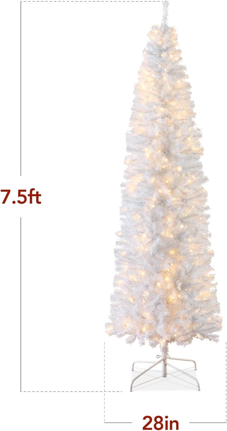 imageBest Choice Products 6ft PreLit Black Pencil Christmas Tree Slim Artificial Skinny Holiday Tree for Home Office Party Decoration w 608 Tips 250 Incandescent Lights Metal BaseWhite