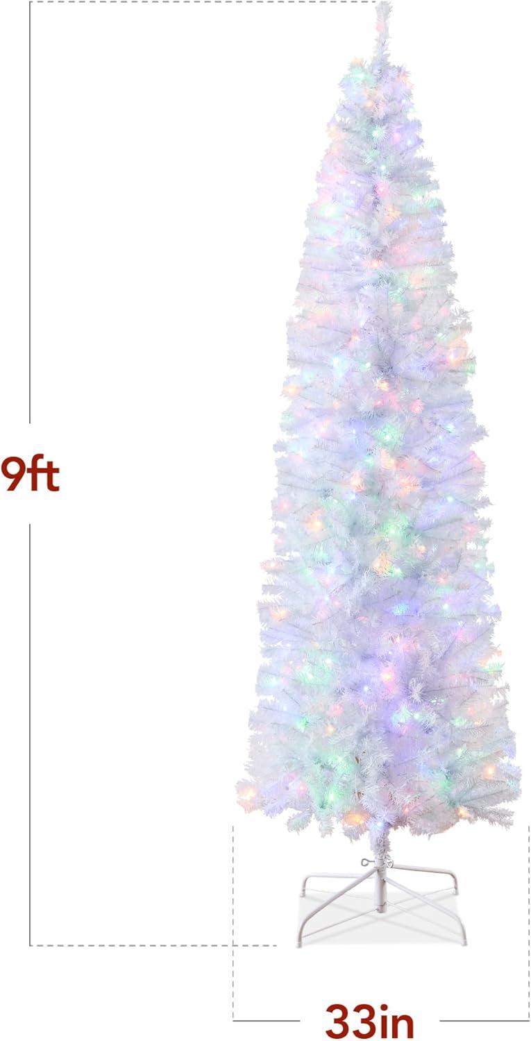 imageBest Choice Products 6ft PreLit Black Pencil Christmas Tree Slim Artificial Skinny Holiday Tree for Home Office Party Decoration w 608 Tips 250 Incandescent Lights Metal BaseWhite W 2in1 Lights