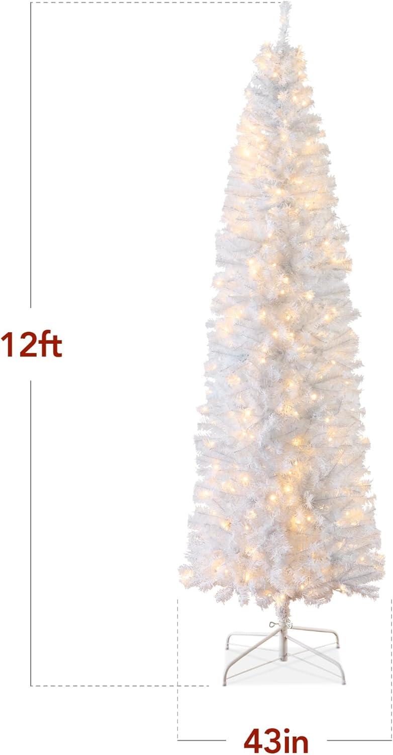 imageBest Choice Products 6ft PreLit Black Pencil Christmas Tree Slim Artificial Skinny Holiday Tree for Home Office Party Decoration w 608 Tips 250 Incandescent Lights Metal BaseWhite