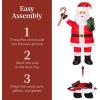 imageBest Choice Products 5ft Lighted PopUp Santa Large Outdoor Christmas Holiday Decoration w 250 LED Lights Twinkling Candy Cane Gift Box HatLarge  5ft