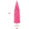 imageBest Choice Products 6ft PreLit Black Pencil Christmas Tree Slim Artificial Skinny Holiday Tree for Home Office Party Decoration w 608 Tips 250 Incandescent Lights Metal BasePink