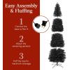 imageBest Choice Products 6ft PreLit Black Pencil Christmas Tree Slim Artificial Skinny Holiday Tree for Home Office Party Decoration w 608 Tips 250 Incandescent Lights Metal BaseBlack