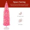 imageBest Choice Products 6ft PreLit Black Pencil Christmas Tree Slim Artificial Skinny Holiday Tree for Home Office Party Decoration w 608 Tips 250 Incandescent Lights Metal BasePink
