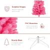 imageBest Choice Products 6ft PreLit Black Pencil Christmas Tree Slim Artificial Skinny Holiday Tree for Home Office Party Decoration w 608 Tips 250 Incandescent Lights Metal BasePink
