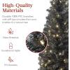 imageBest Choice Products 6ft PreLit Black Pencil Christmas Tree Slim Artificial Skinny Holiday Tree for Home Office Party Decoration w 608 Tips 250 Incandescent Lights Metal BaseBlack