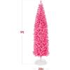 imageBest Choice Products 6ft PreLit Black Pencil Christmas Tree Slim Artificial Skinny Holiday Tree for Home Office Party Decoration w 608 Tips 250 Incandescent Lights Metal BasePink