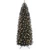 imageBest Choice Products 6ft PreLit Black Pencil Christmas Tree Slim Artificial Skinny Holiday Tree for Home Office Party Decoration w 608 Tips 250 Incandescent Lights Metal BaseBlack