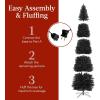 imageBest Choice Products 6ft PreLit Black Pencil Christmas Tree Slim Artificial Skinny Holiday Tree for Home Office Party Decoration w 608 Tips 250 Incandescent Lights Metal BaseBlack