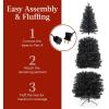 imageBest Choice Products 6ft PreLit Black Pencil Christmas Tree Slim Artificial Skinny Holiday Tree for Home Office Party Decoration w 608 Tips 250 Incandescent Lights Metal BaseBlack