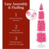 imageBest Choice Products 6ft PreLit Black Pencil Christmas Tree Slim Artificial Skinny Holiday Tree for Home Office Party Decoration w 608 Tips 250 Incandescent Lights Metal BasePink