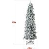 imageBest Choice Products Flocked Pencil Christmas Tree Unlit Slim Artificial Holiday Decoration 6ft Skinny Snowy Appearance wBase12ft
