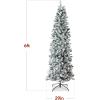 imageBest Choice Products Flocked Pencil Christmas Tree Unlit Slim Artificial Holiday Decoration 6ft Skinny Snowy Appearance wBase6ft