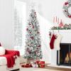 imageBest Choice Products Flocked Pencil Christmas Tree Unlit Slim Artificial Holiday Decoration 6ft Skinny Snowy Appearance wBase6ft