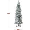 imageBest Choice Products Flocked Pencil Christmas Tree Unlit Slim Artificial Holiday Decoration 6ft Skinny Snowy Appearance wBase75ft