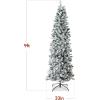 imageBest Choice Products Flocked Pencil Christmas Tree Unlit Slim Artificial Holiday Decoration 6ft Skinny Snowy Appearance wBase9ft