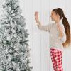 imageBest Choice Products Flocked Pencil Christmas Tree Unlit Slim Artificial Holiday Decoration 6ft Skinny Snowy Appearance wBase9ft