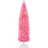imageBest Choice Products 6ft PreLit Black Pencil Christmas Tree Slim Artificial Skinny Holiday Tree for Home Office Party Decoration w 608 Tips 250 Incandescent Lights Metal BasePink