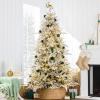 imageBest Choice Products Full Flocked Aspen Christmas Tree 6ft Prelit Noble Fir w 1200 Super Bright Twinkling Micro LED Lights 2in1 White ampamp MultiFlocked