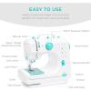 imageBest Choice Products Compact Sewing Machine 42Piece Beginners Kit Multifunctional Portable 6V Beginner Sewing Machine w 12 Stitch Patterns Light Foot Pedal Storage Drawer  TealWhiteTealWhite