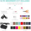 imageBest Choice Products Compact Sewing Machine 42Piece Beginners Kit Multifunctional Portable 6V Beginner Sewing Machine w 12 Stitch Patterns Light Foot Pedal Storage Drawer  TealWhiteTealWhite