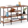 imageBest Choice Products Large Console Table 4Tier 55in Rustic Industrial Sofa Table Storage for Living Room Entryway Foyer Hallway wEVA NonScratch Feet Steel Frame  BrownBrown