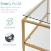 imageBest Choice Products 32 Square Glass Coffee Table Large 2Tier Accent Furniture for Living Room Bedroom wMetal Frame Glass Shelves  GoldGold