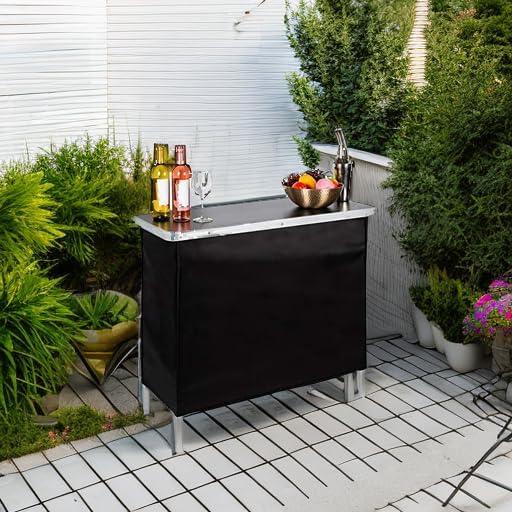 imageBest Choice Products Portable PopUp Bar Table for Indoor Outdoor Party Picnic Tailgate Entertaining wCarrying Case Storage Shelf Removable Skirt