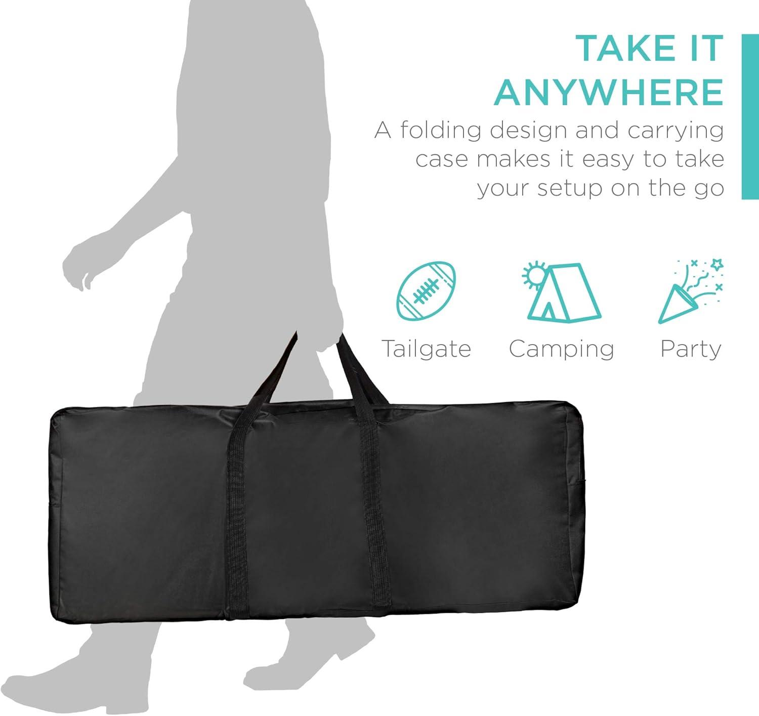 imageBest Choice Products Portable PopUp Bar Table for Indoor Outdoor Party Picnic Tailgate Entertaining wCarrying Case Storage Shelf Removable Skirt