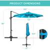 imageBest Choice Products 10ft Solar LED Cantilever Patio Umbrella 360Degree Rotation Hanging Offset Market Outdoor Sun Shade for Backyard Deck Poolside wLights Easy Tilt Cross BaseSky Blue